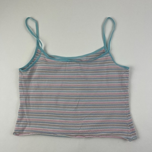 Old Navy Womens Crop Top Blue Pink Stripe Large - Picture 6 of 7